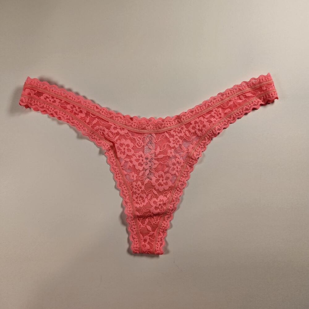 Victoria's Secret Hot Coral Pink Lace Mini Thong - Medium - Hot Girl Summer